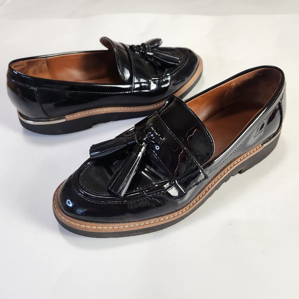 Franco Sarto Black Career L-Carolynn Lug Sole Tassel Loafers size 7M - Picture 11 of 13